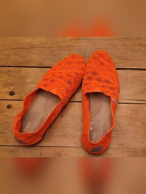 TOMS Women's Crochet Slip-On Flats in Orange